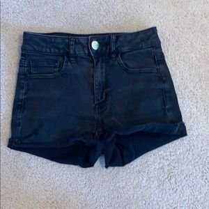 Black denim shorts
